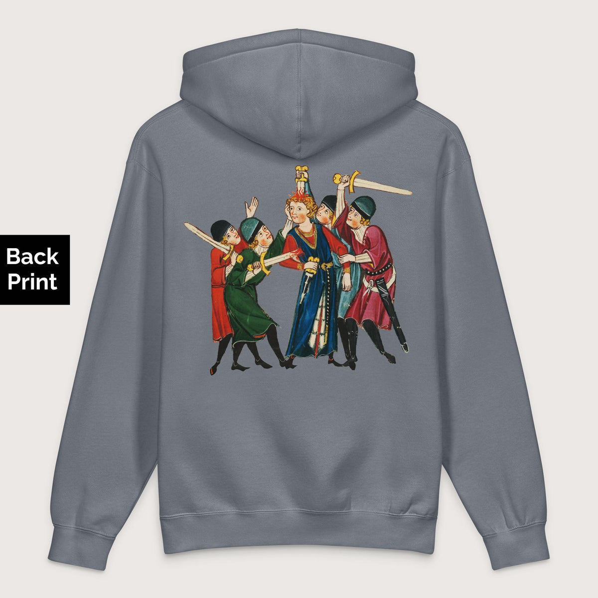 Storm Blue Medieval Positivity - Premium Hoodie - Back Print - history buff gift by HistoHead