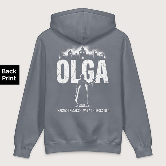 Storm Blue Olga of Kiev Warmest Regards - Premium Hoodie - Back Print - history buff gift by HistoHead