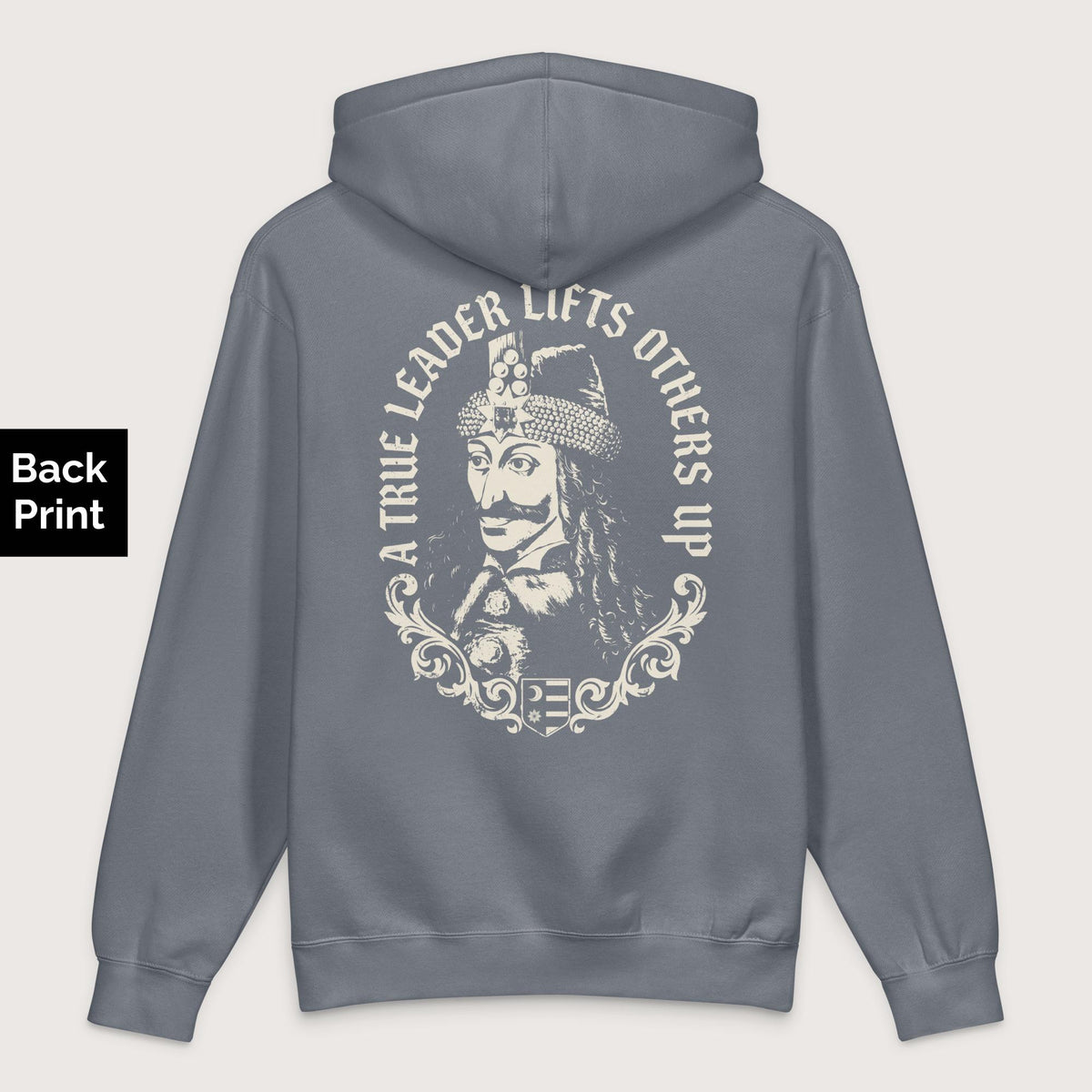 Storm Blue Vlad the Impaler True Leader - Premium Hoodie - Back Print - history buff gift by HistoHead