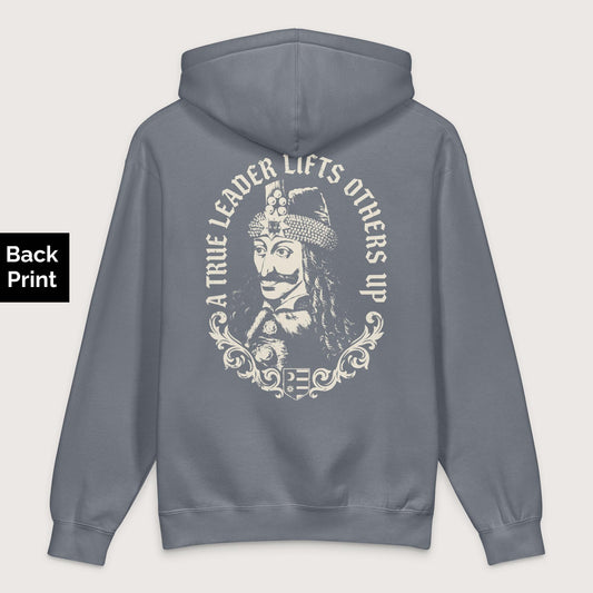 Storm Blue Vlad the Impaler True Leader - Premium Hoodie - Back Print - history buff gift by HistoHead