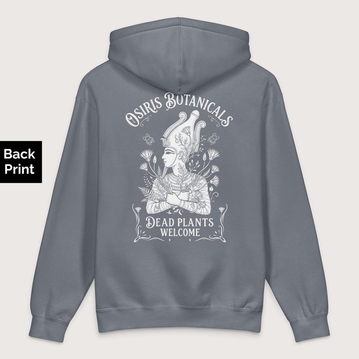 Storm Blue Osiris Botanicals - Premium Hoodie - Back Print - history buff gift by HistoHead