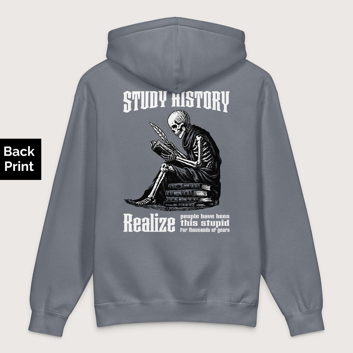 Storm Blue Study History - Premium Hoodie - Back Print - history buff gift by HistoHead
