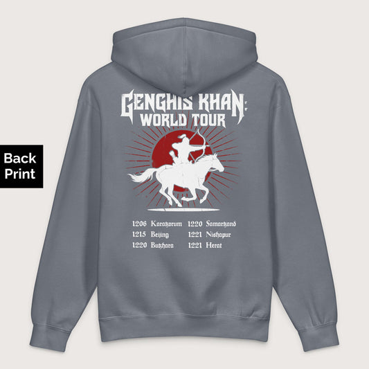 Storm Blue Genghis Khan World Tour - Premium Hoodie - Back Print - history buff gift by HistoHead