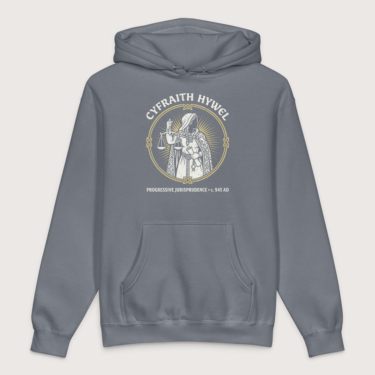 Storm Blue Cyfraith Hywel Progressive Jurisprudence - Premium Hoodie - history buff gift by HistoHead