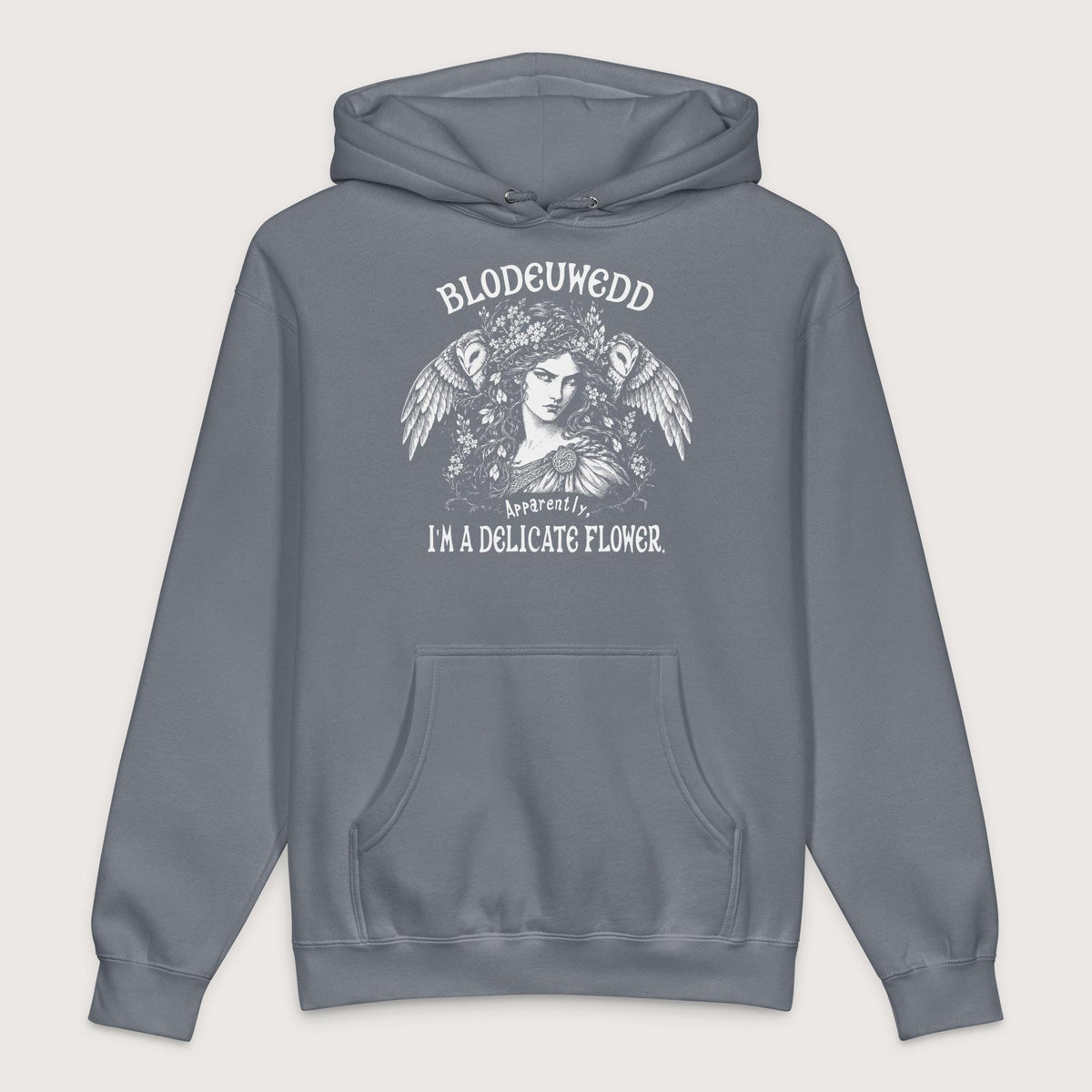 Storm Blue Blodeuwedd Apparently I'm A Delicate Flower - Premium Hoodie - history buff gift by HistoHead