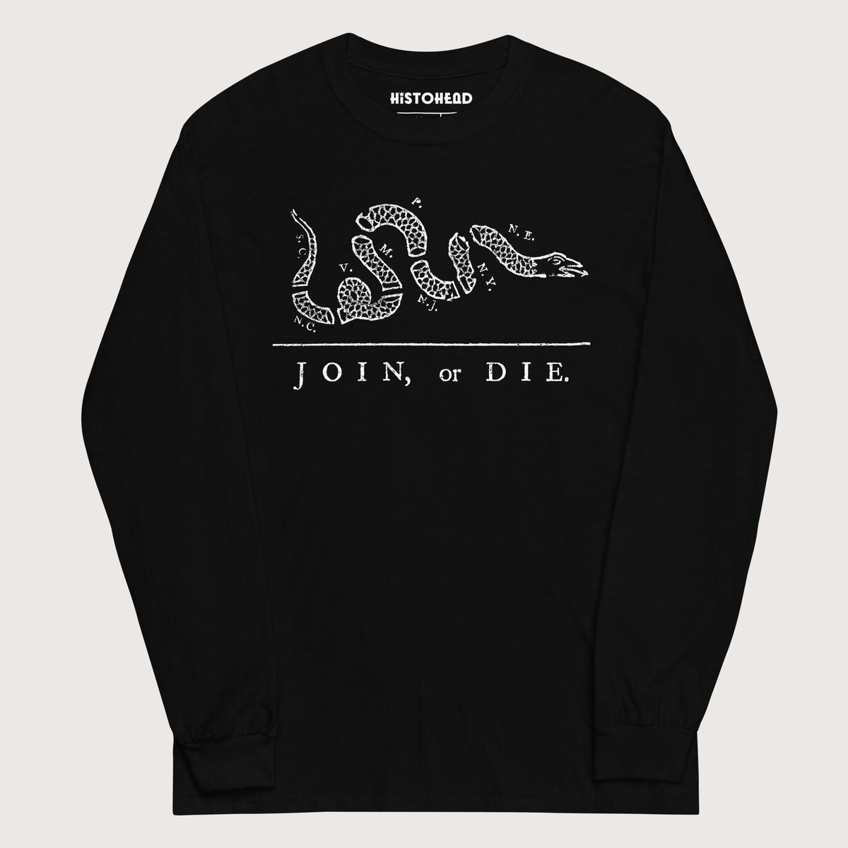 Black Join Or Die - Long Sleeve - history buff gift by HistoHead