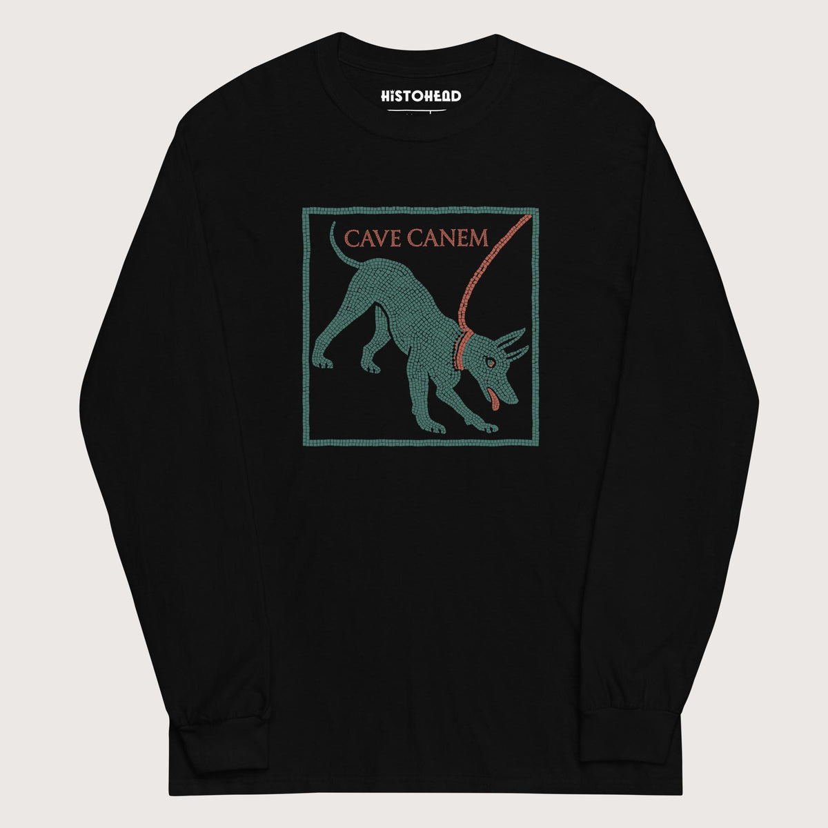Black Cave Canem Pompeii Mosaic - Long Sleeve - history buff gift by HistoHead