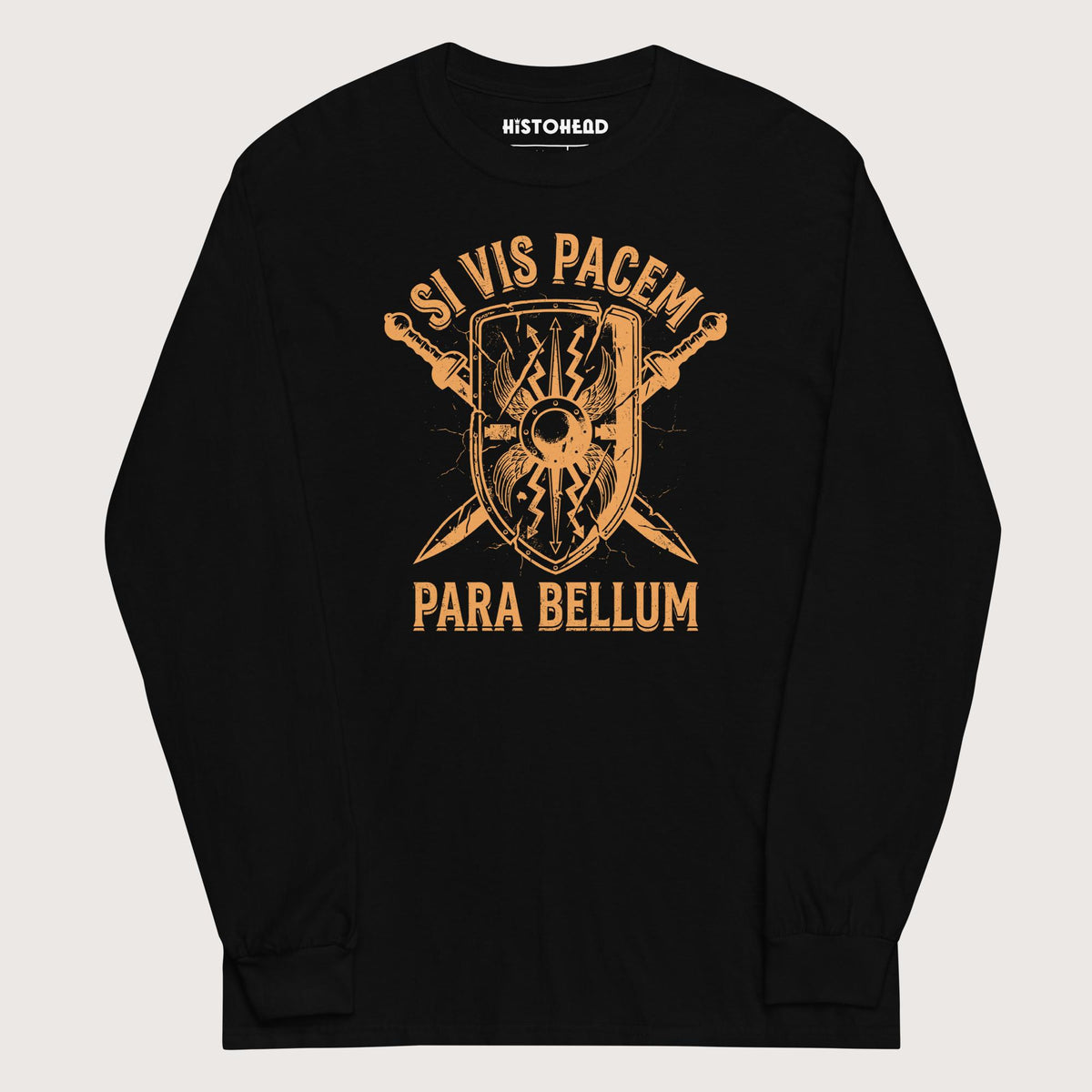 Black Si Vis Pacem Para Bellum Scutum - Long Sleeve - history buff gift by HistoHead