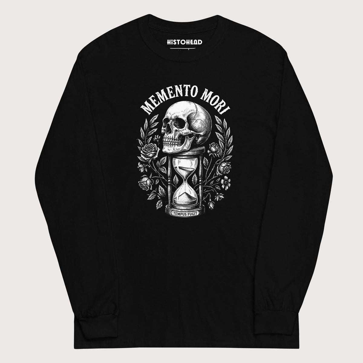 Black Memento Mori Tempus Fugit - Long Sleeve - history buff gift by HistoHead