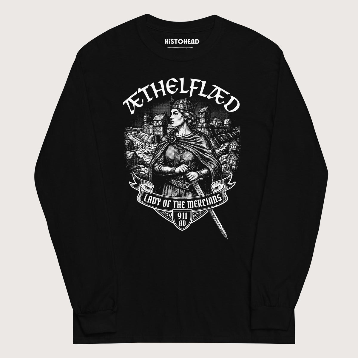 Black Æthelflæd Lady of the Mercians - Long Sleeve - history buff gift by HistoHead