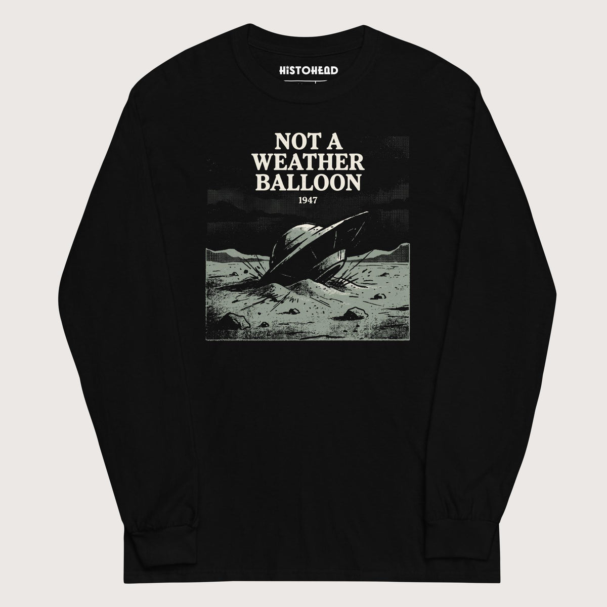 Black Roswell Weather Balloon - Long Sleeve - history buff gift by HistoHead