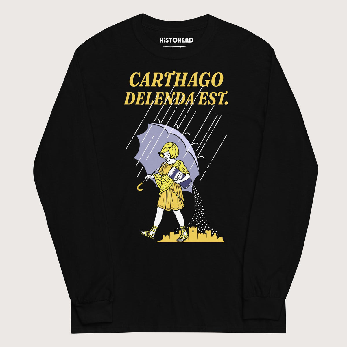 Black Carthago Delenda Est Salt Girl - Long Sleeve - history buff gift by HistoHead