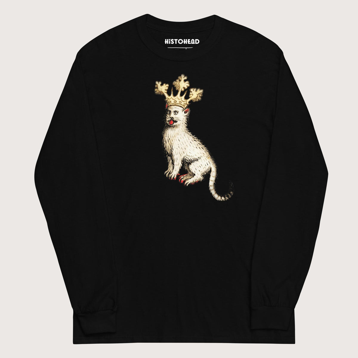 Black Medieval Cat King - Long Sleeve - history buff gift by HistoHead