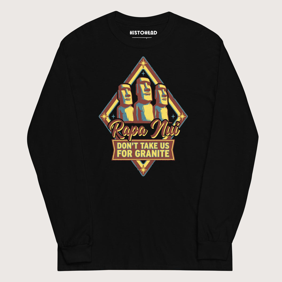 Black Rapa Nui Moai - Long Sleeve - history buff gift by HistoHead