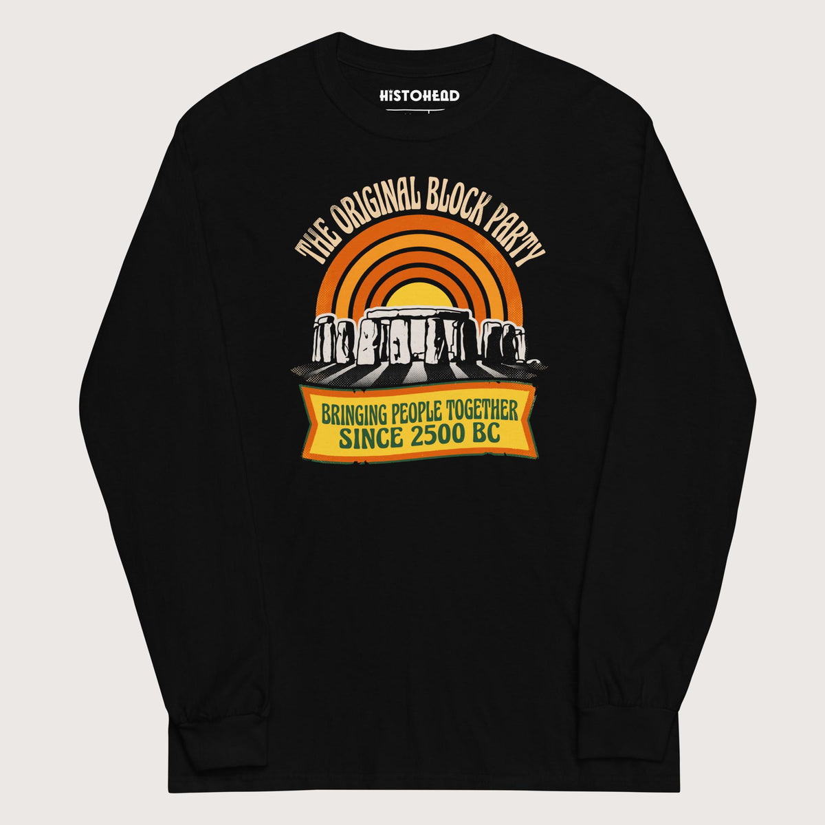 Black Stonehenge Block Party - Long Sleeve - history buff gift by HistoHead