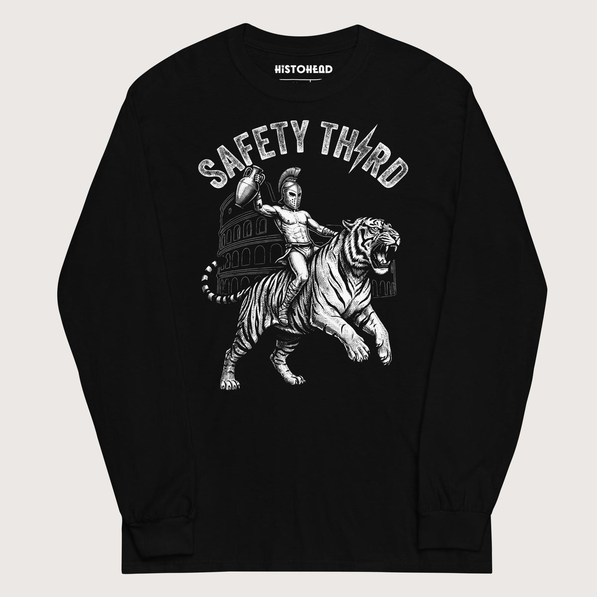 Black Gladiator Safety Third - Long Sleeve - history buff gift by HistoHead