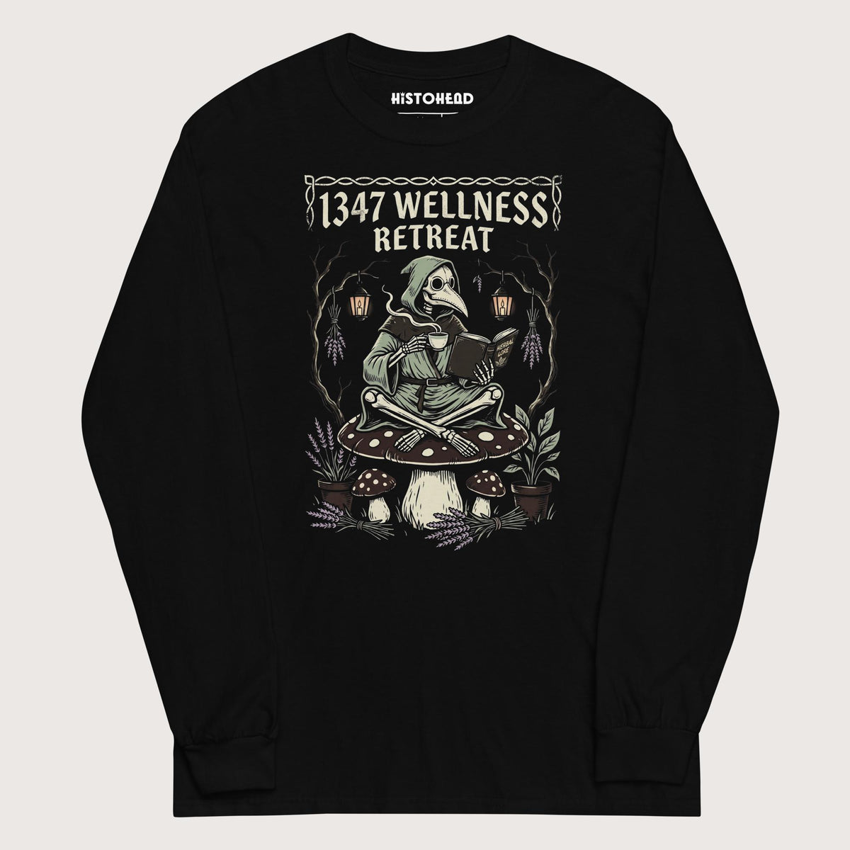 Black Plague Doctor Wellness Retreat - Long Sleeve - history buff gift by HistoHead