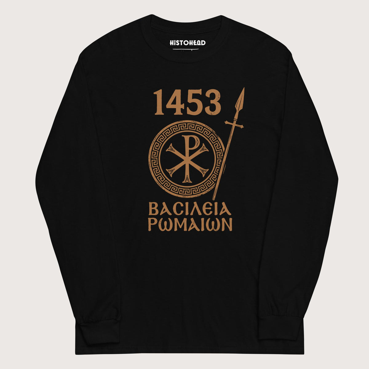 Black 1453 Empire of the Romans in Greek - Long Sleeve - history buff gift by HistoHead