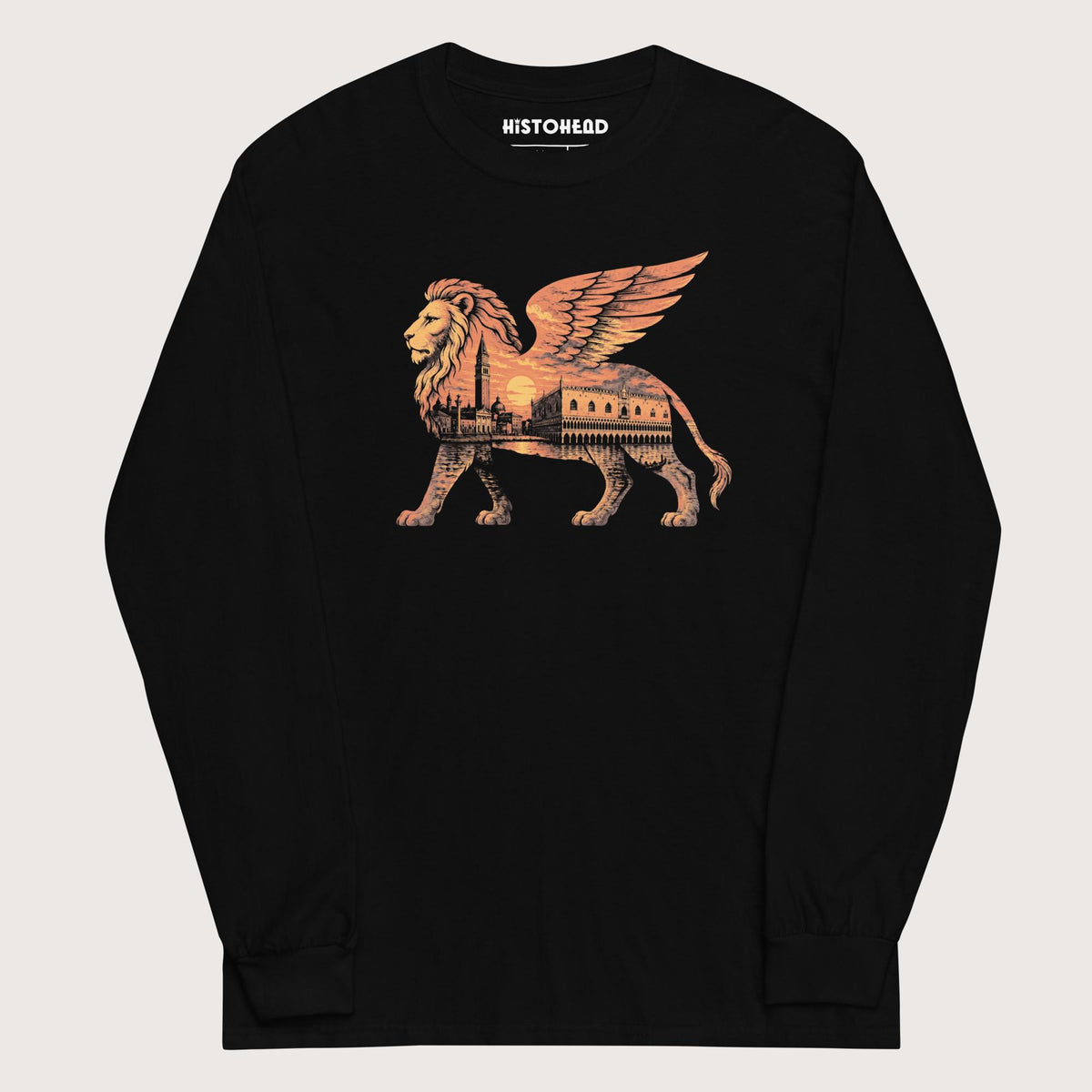 Black Winged Lion of the Lagoon - Long Sleeve - history buff gift by HistoHead