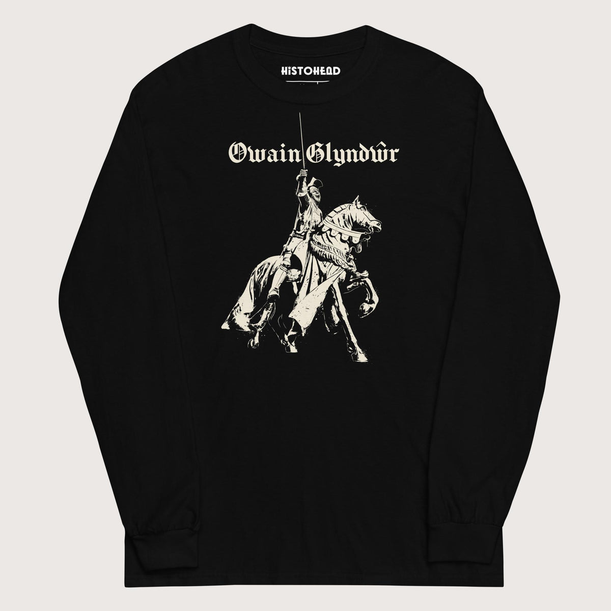 Black Owain Glyndŵr Statue - Long Sleeve - history buff gift by HistoHead