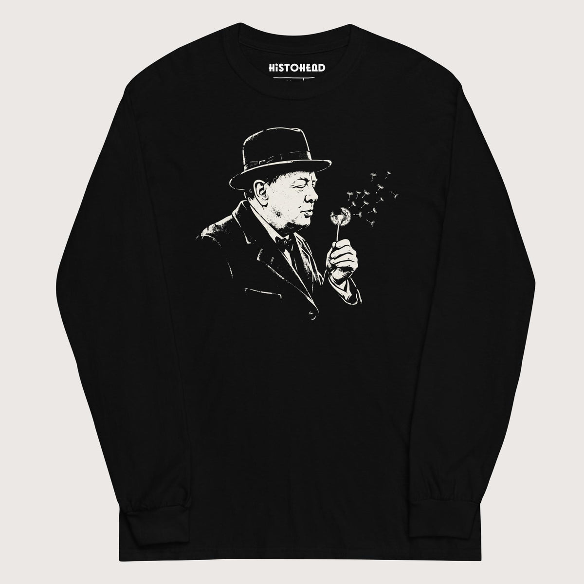 Black Winston Churchill Blowing Wishes - Long Sleeve - history buff gift by HistoHead