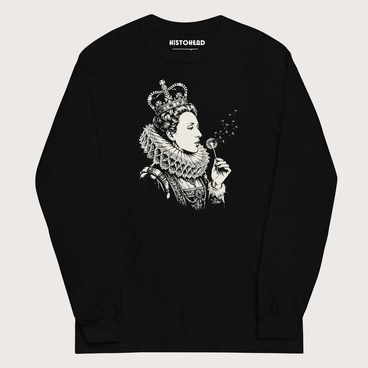 Black Elizabeth I Blowing Wishes - Long Sleeve - history buff gift by HistoHead