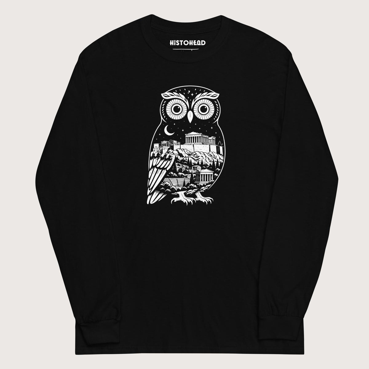 Black Athena Owl - Long Sleeve - history buff gift by HistoHead