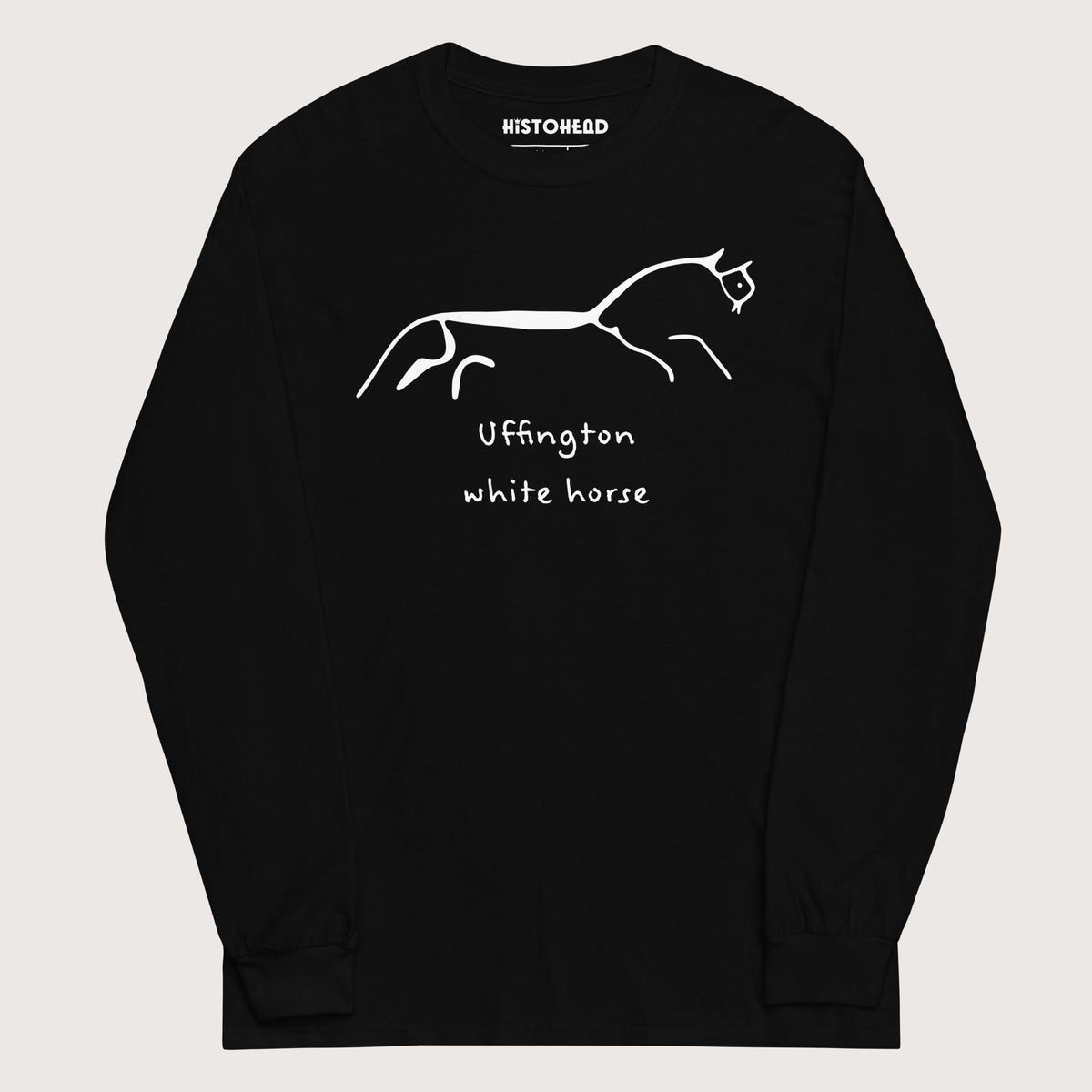 Black Uffington White Horse - Long Sleeve - history buff gift by HistoHead