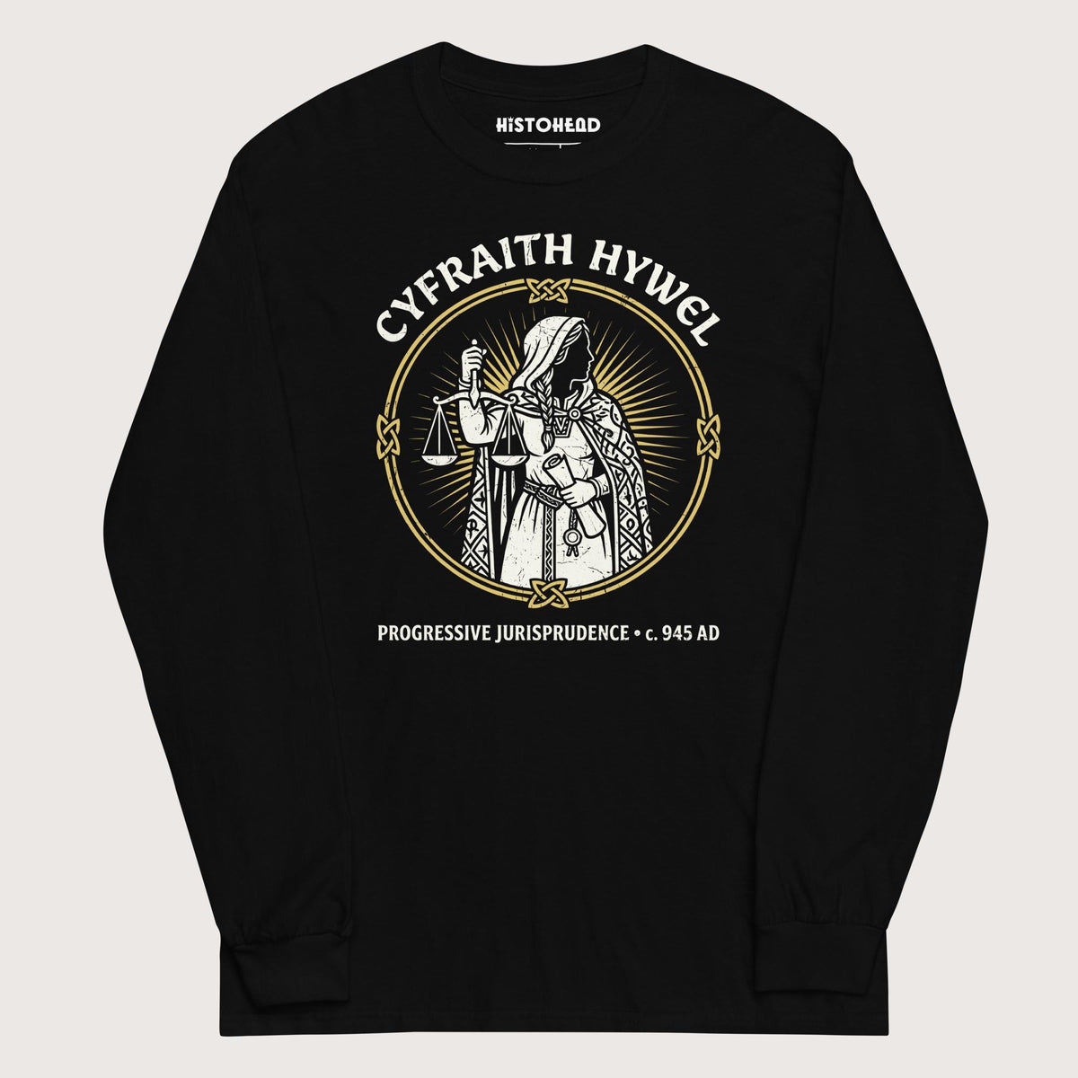 Black Cyfraith Hywel Progressive Jurisprudence - Long Sleeve - history buff gift by HistoHead