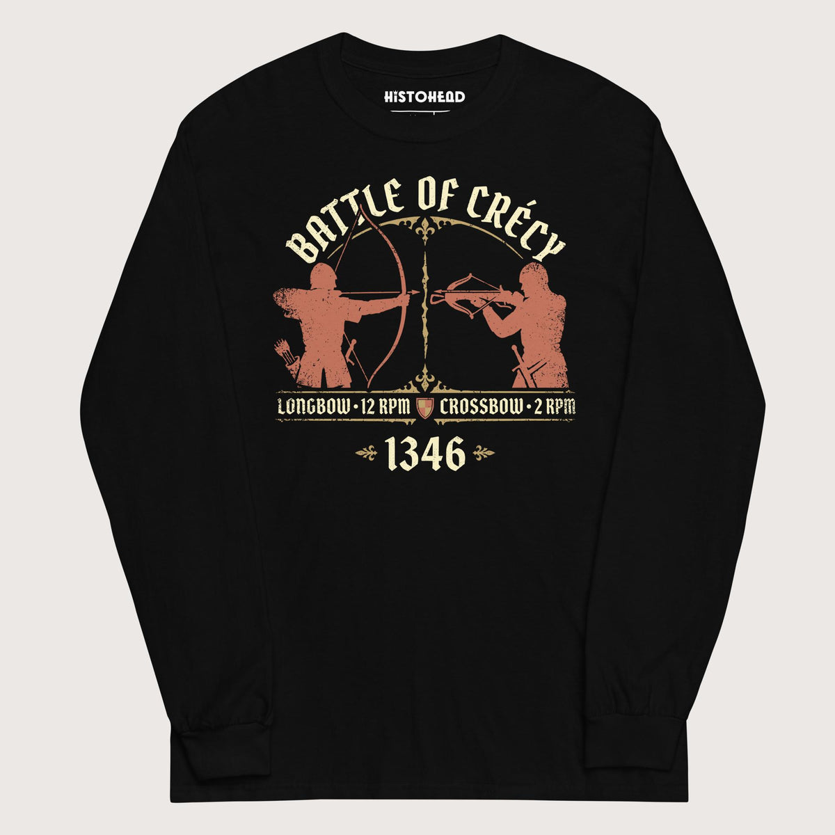 Black Battle of Crecy 1346 - Long Sleeve - history buff gift by HistoHead