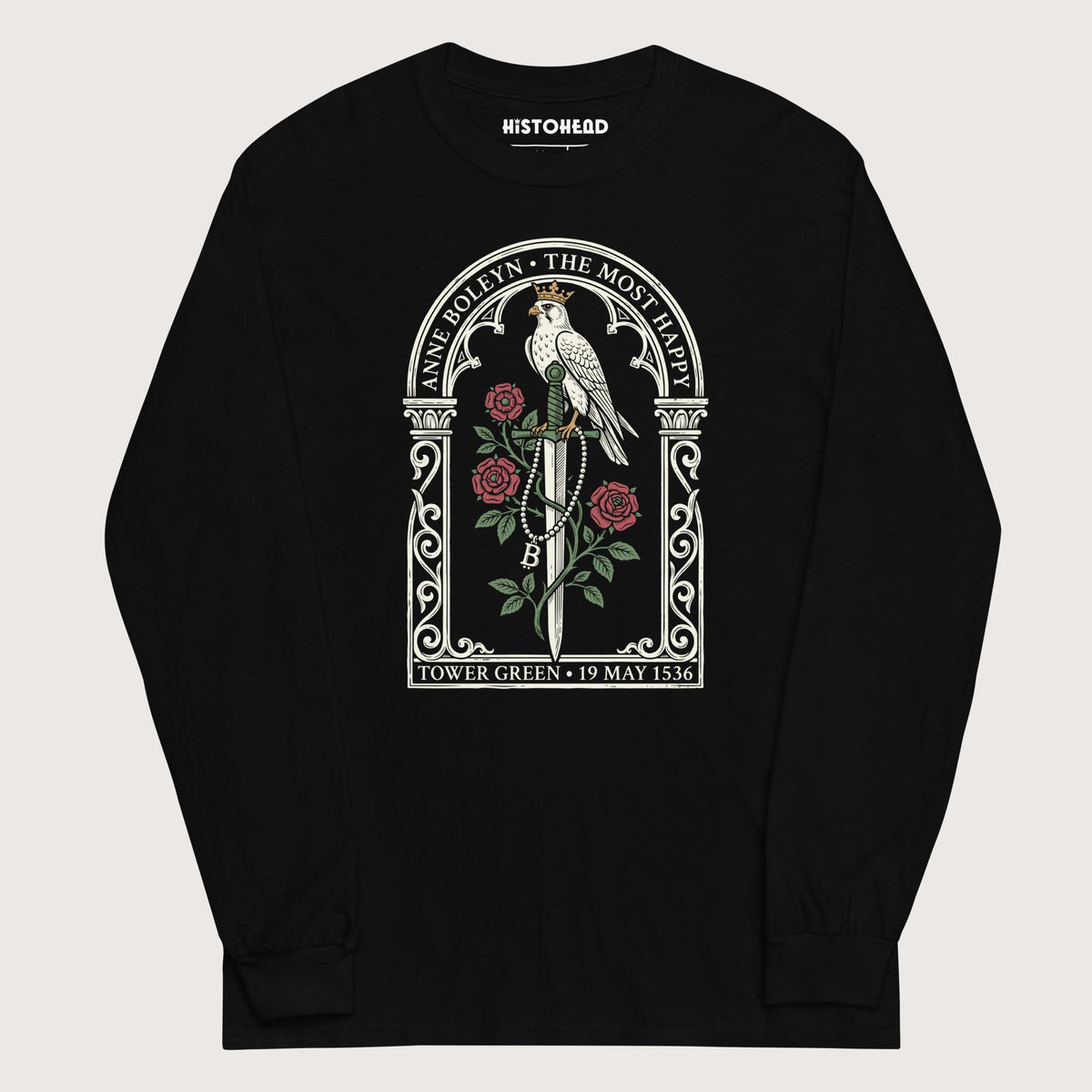 Black Anne Boleyn Falcon - Long Sleeve - history buff gift by HistoHead