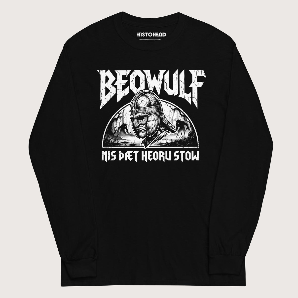 Black Beowulf That Is No Pleasant Place Old English - Long Sleeve - history buff gift by HistoHead