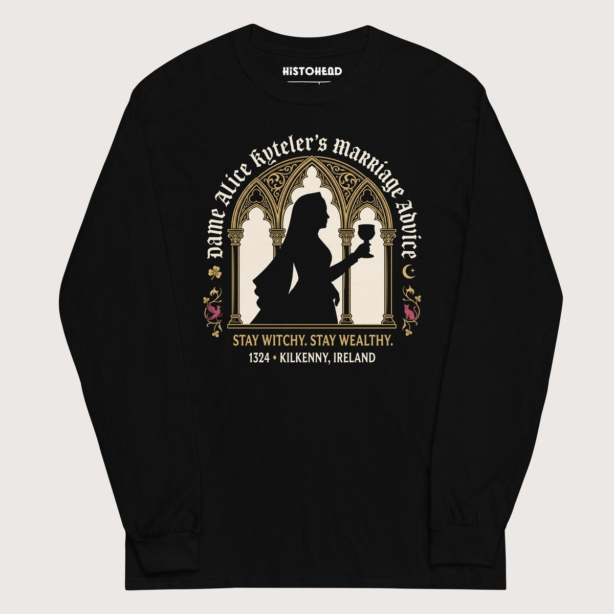Black Alice Kyteler's Marriage Advice - Long Sleeve - history buff gift by HistoHead