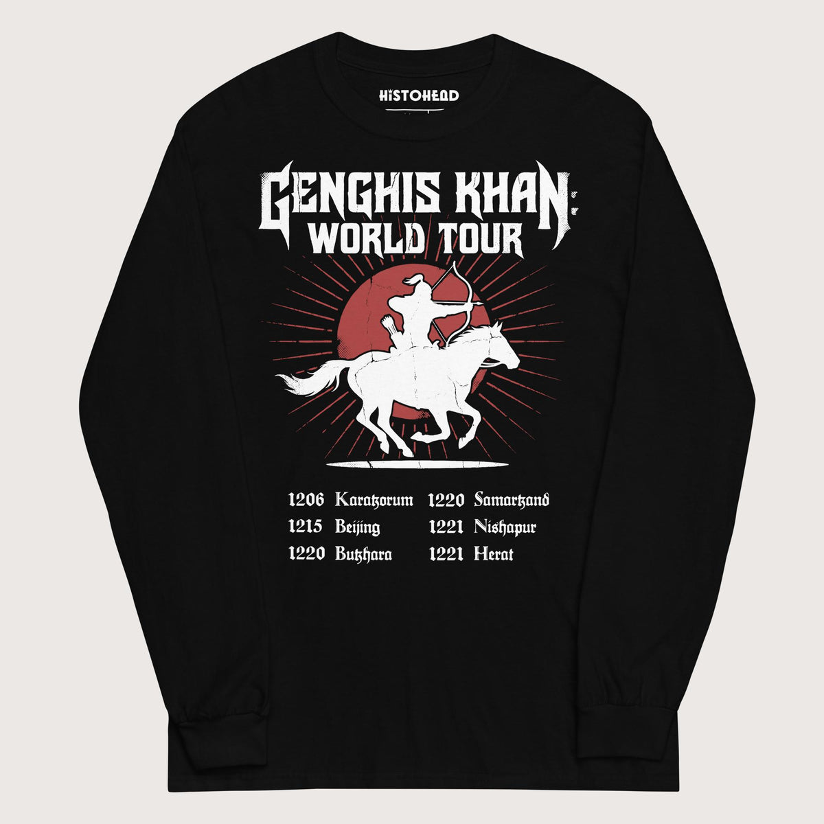 Black Genghis Khan World Tour - Long Sleeve - history buff gift by HistoHead