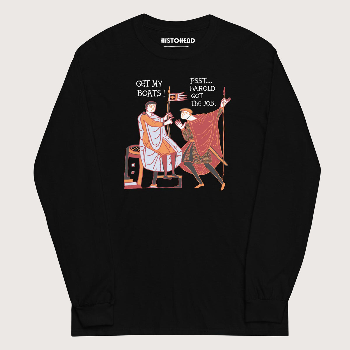 Black Bayeux Tapestry Harold Got the Job - Long Sleeve - history buff gift by HistoHead