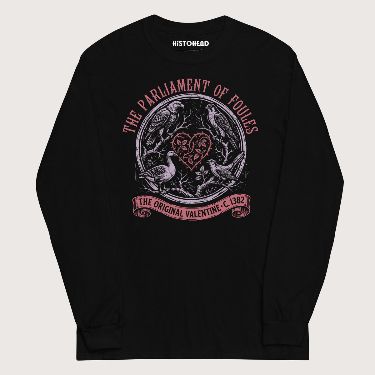 Black Chaucer Parliament of Foules Valentine - Long Sleeve - history buff gift by HistoHead