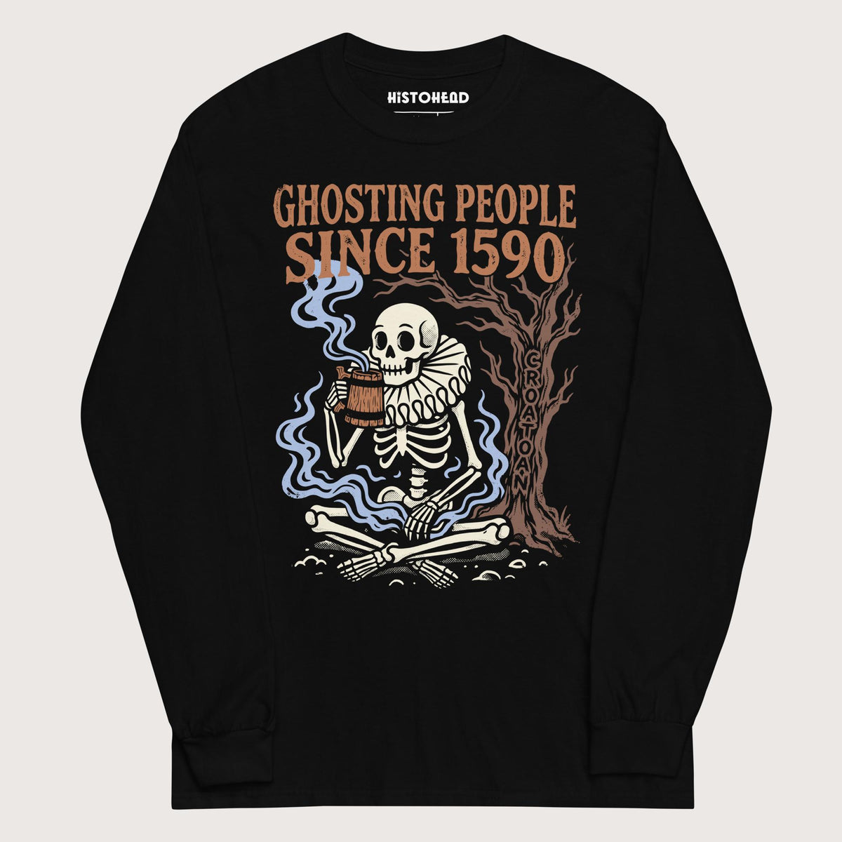 Black Roanoke Colony Ghosting Since 1590 - Long Sleeve - history buff gift by HistoHead