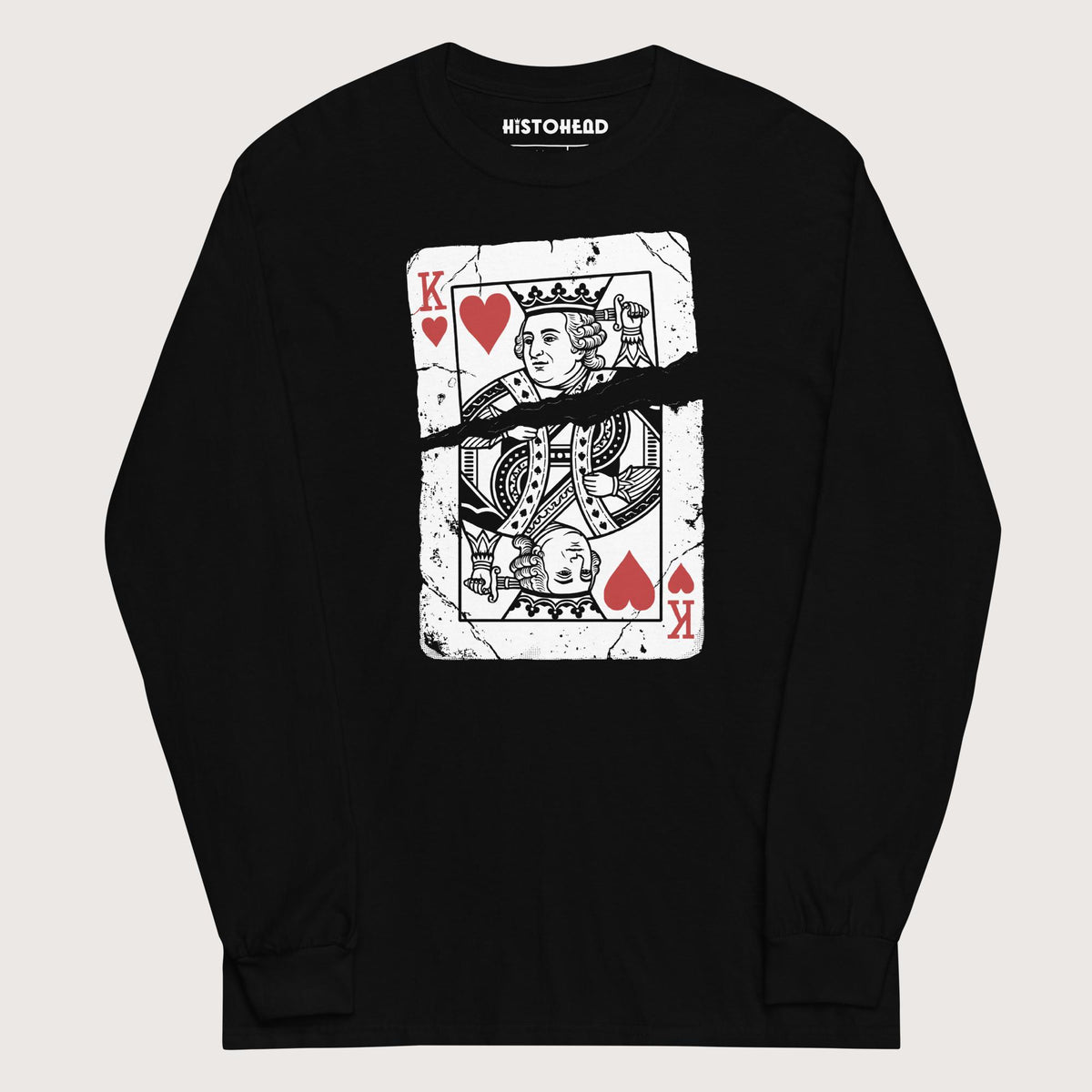 Black Louis XVI Playing Card - Long Sleeve - history buff gift by HistoHead