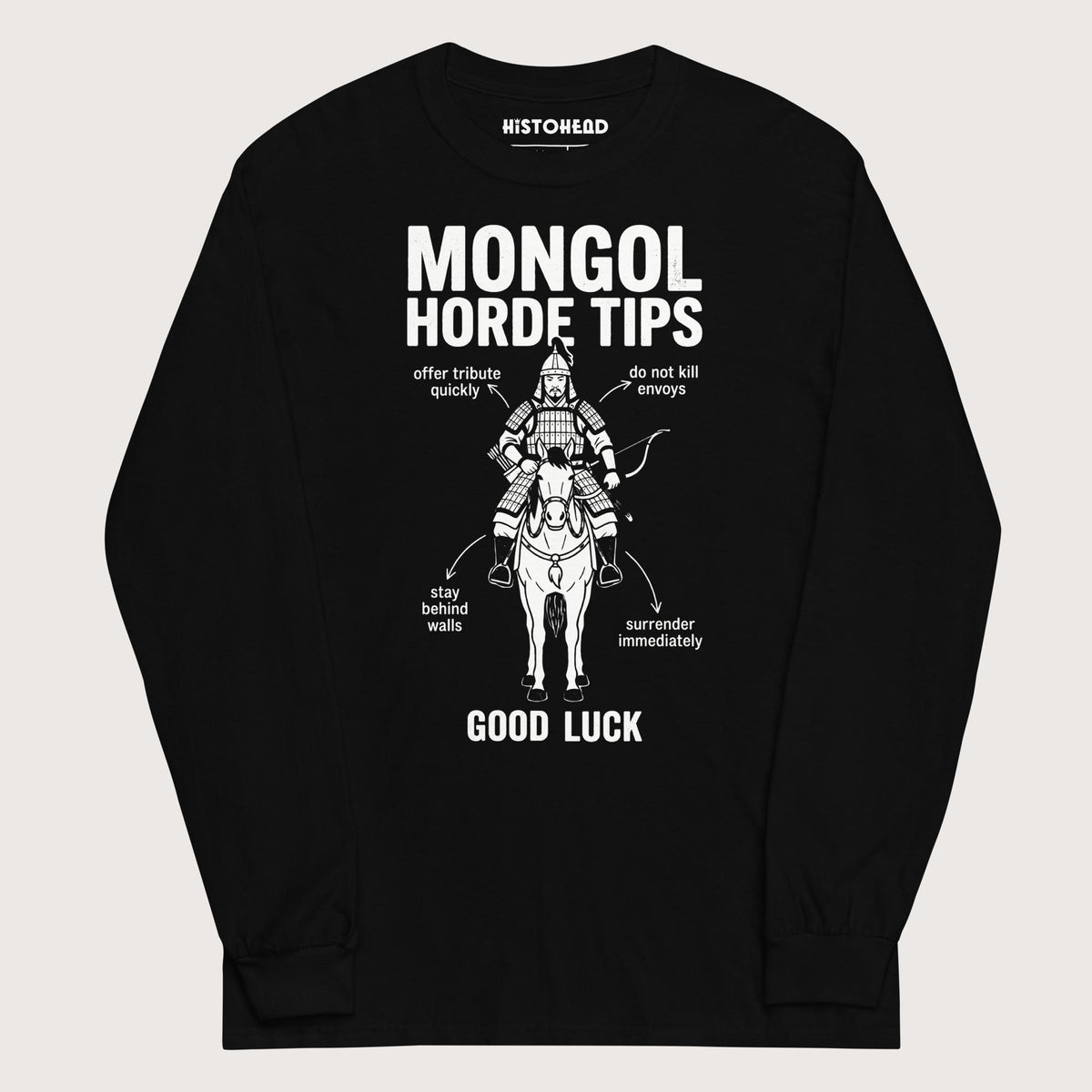 Black Mongol Horde Tips - Long Sleeve - history buff gift by HistoHead