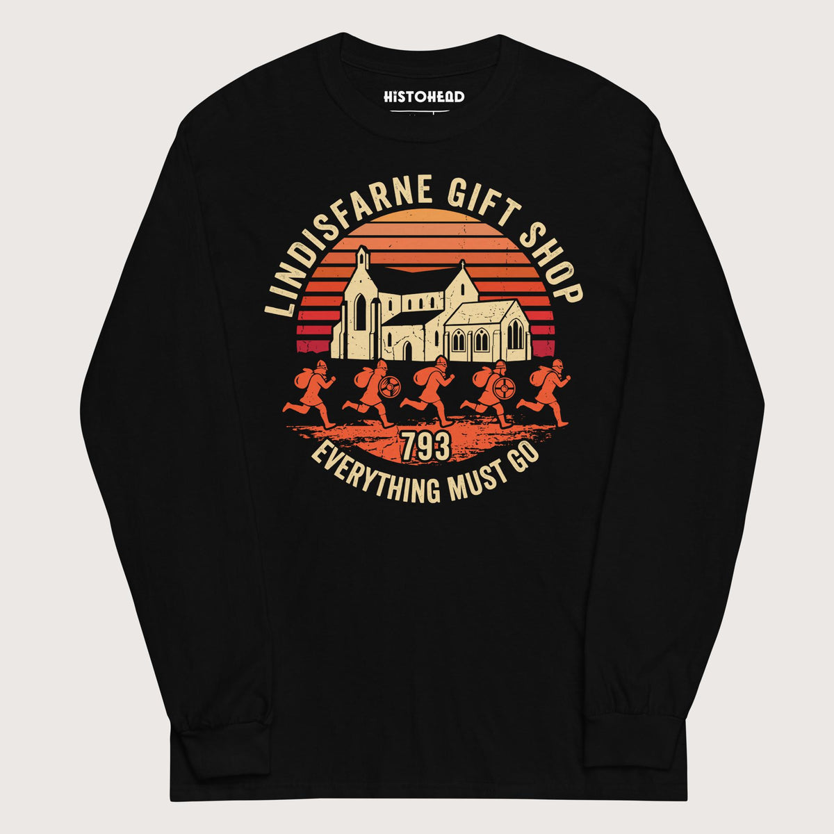 Black Lindisfarne Gift Shop 793 - Long Sleeve - history buff gift by HistoHead