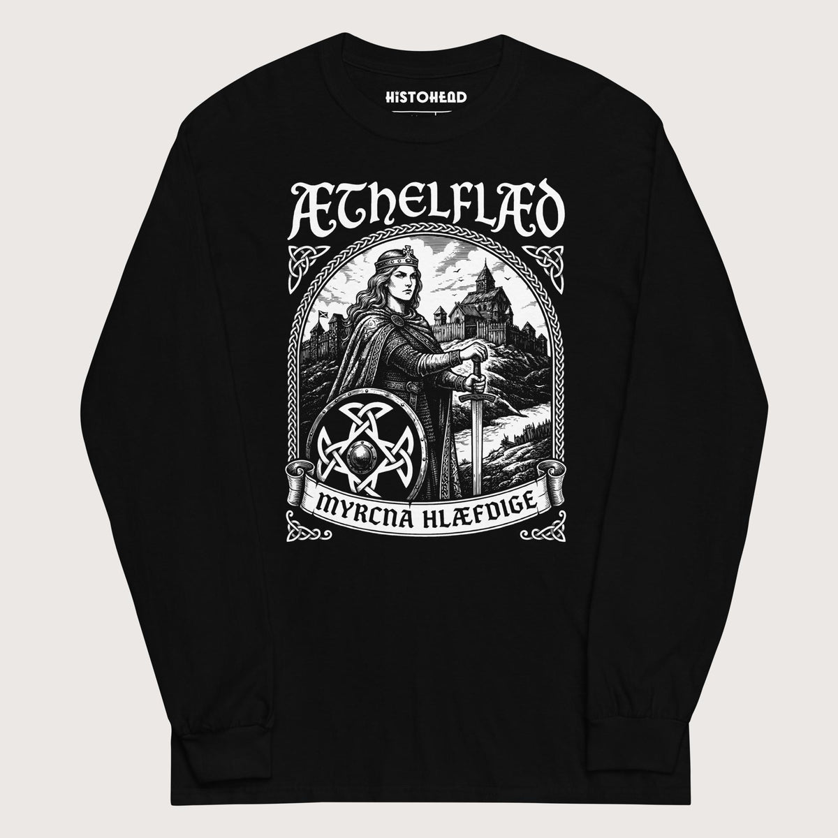 Black Aethelflaed Lady of the Mercians Old English - Long Sleeve - history buff gift by HistoHead