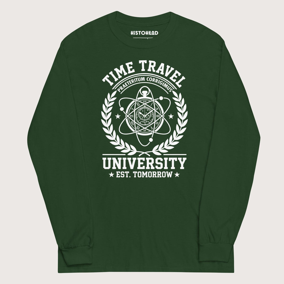 Forest Green Time Travel University - Long Sleeve - history buff gift by HistoHead