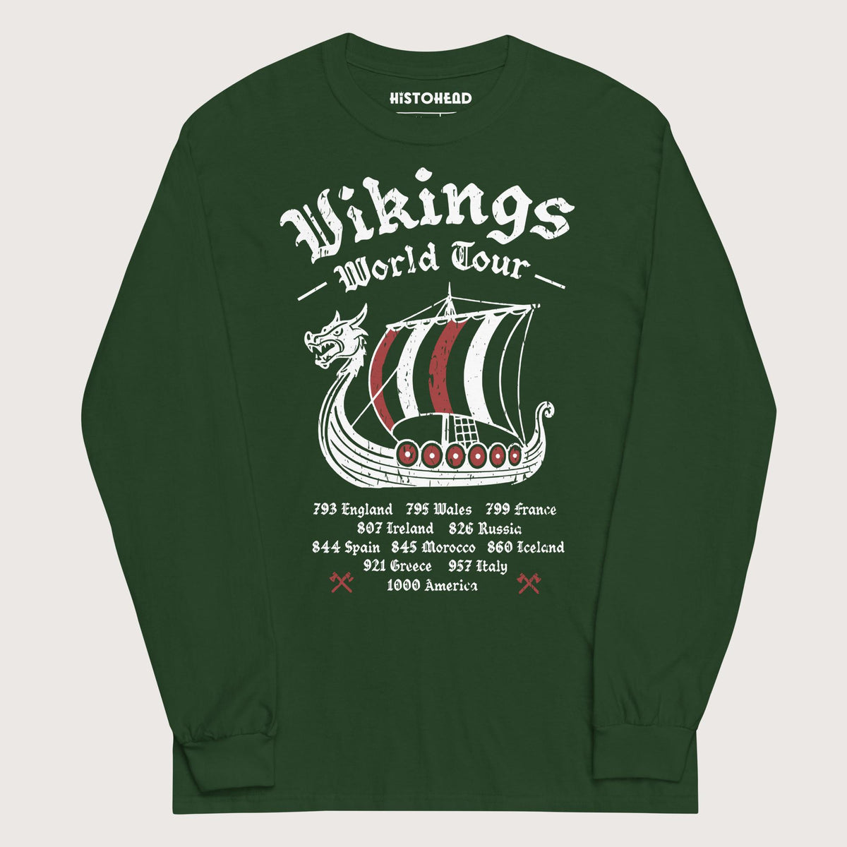 Forest Green Vikings World Tour - Long Sleeve - history buff gift by HistoHead