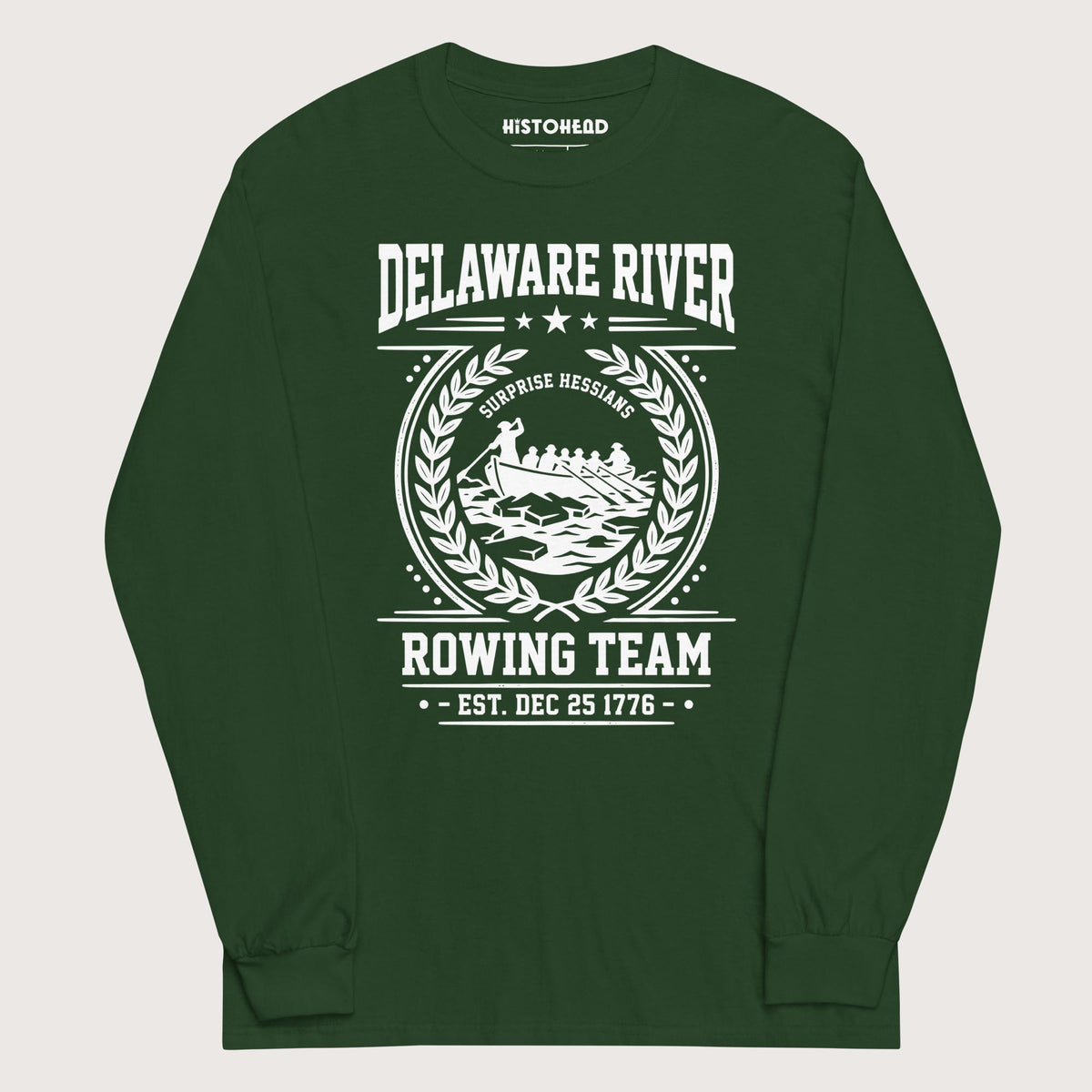 Forest Green Delaware River Rowing Team - Long Sleeve - history buff gift by HistoHead