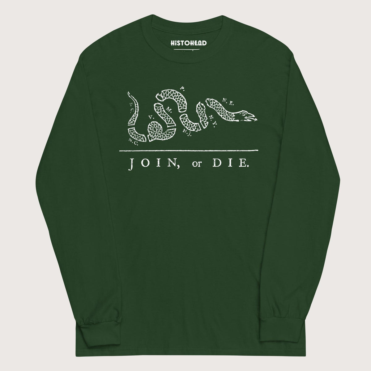 Forest Green Join Or Die - Long Sleeve - history buff gift by HistoHead