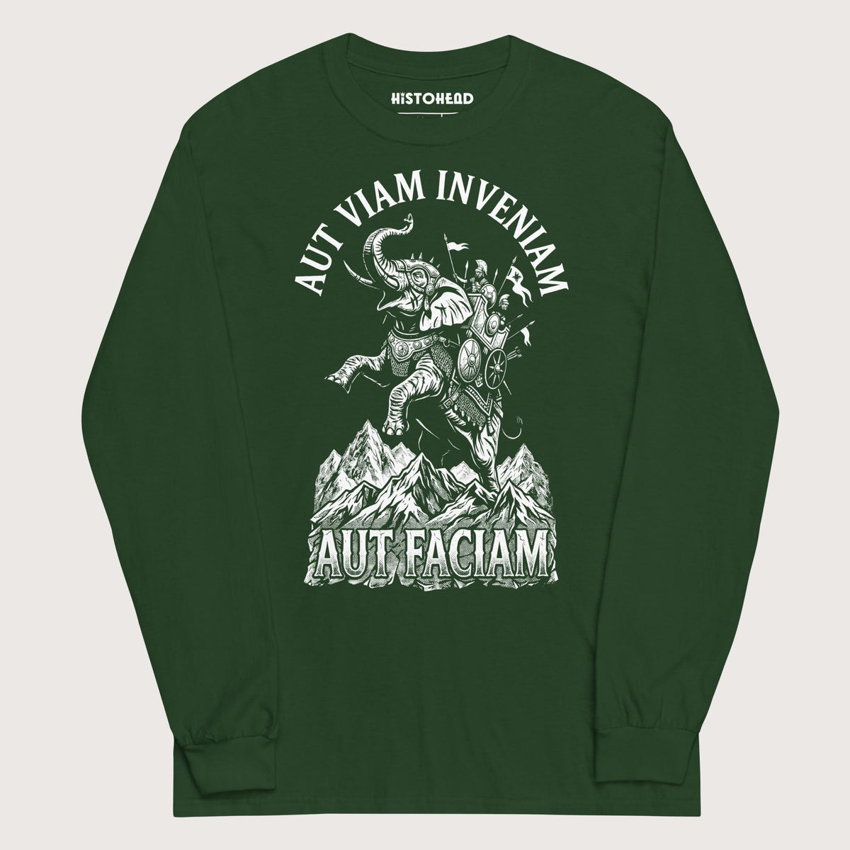 Forest Green Aut Viam Inveniam Hannibal Quote - Long Sleeve - history buff gift by HistoHead