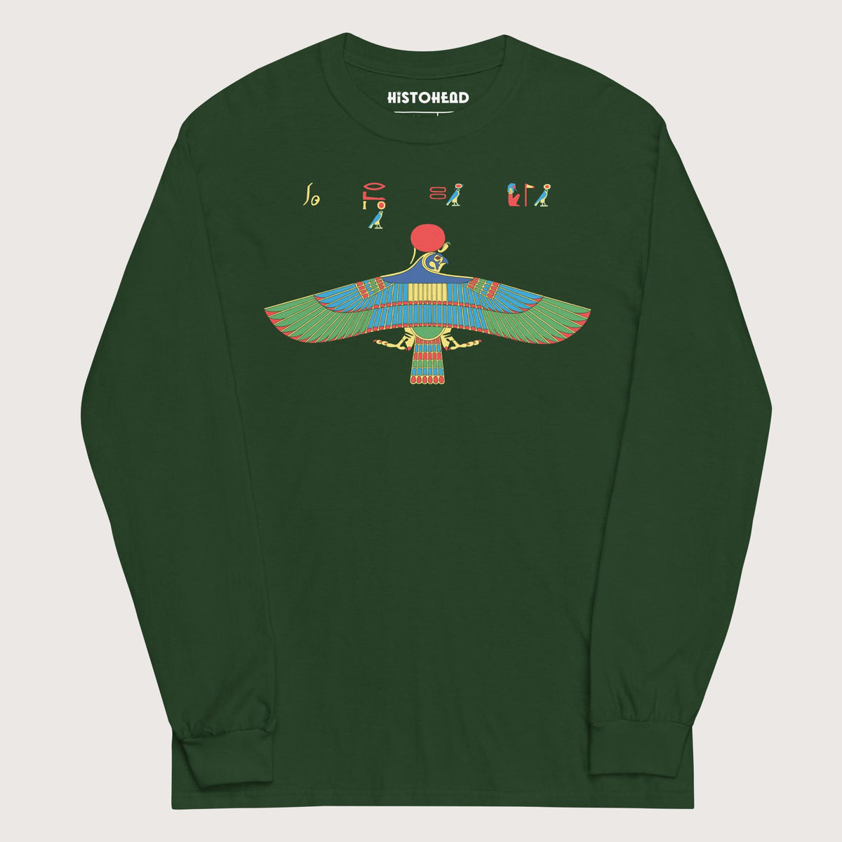 Forest Green Hawk Emblem of Ra - Long Sleeve - history buff gift by HistoHead