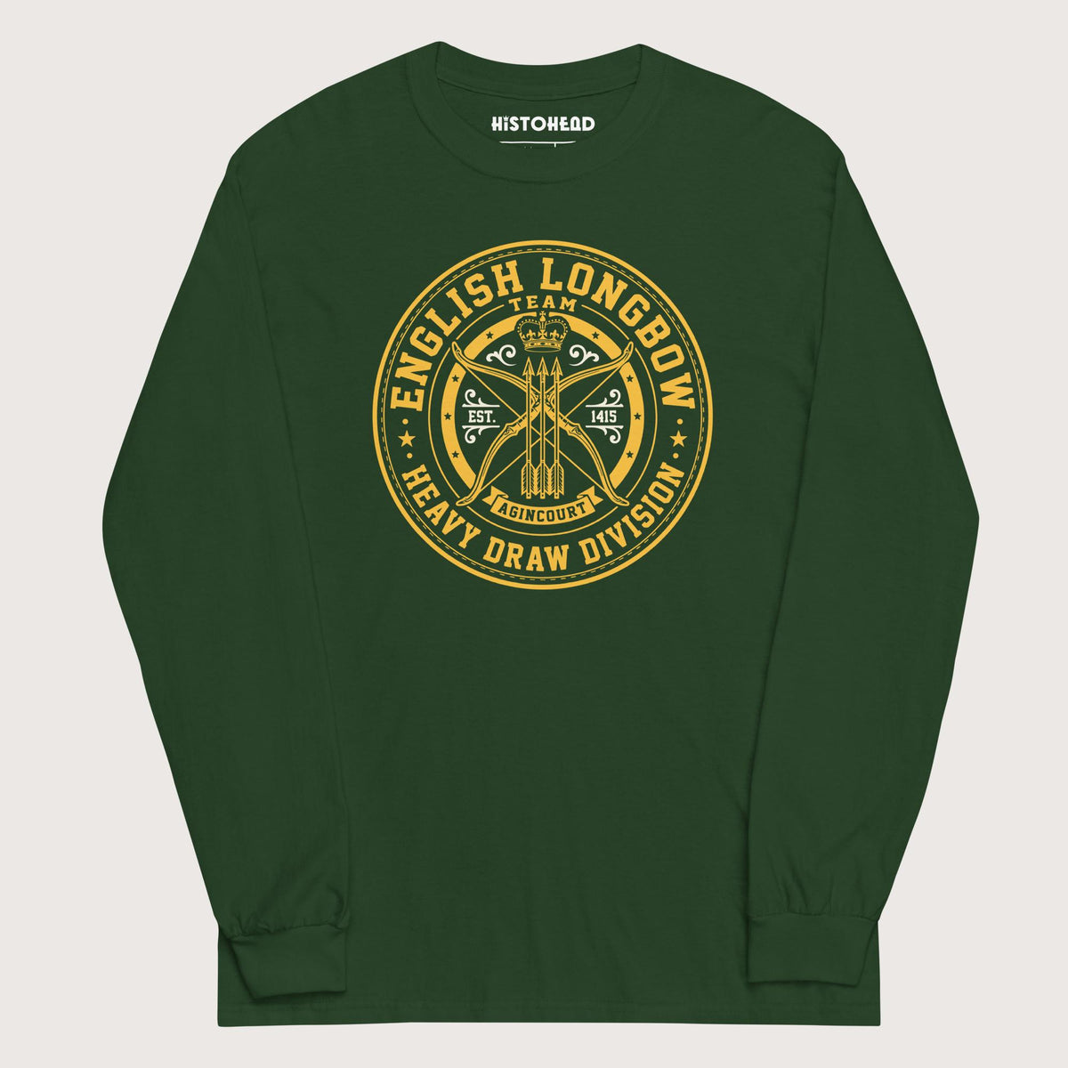 Forest Green English Longbow Heavy Draw Division - Long Sleeve - history buff gift by HistoHead