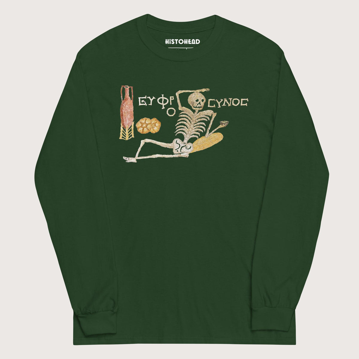 Forest Green Skeleton Mosaic - Long Sleeve - history buff gift by HistoHead