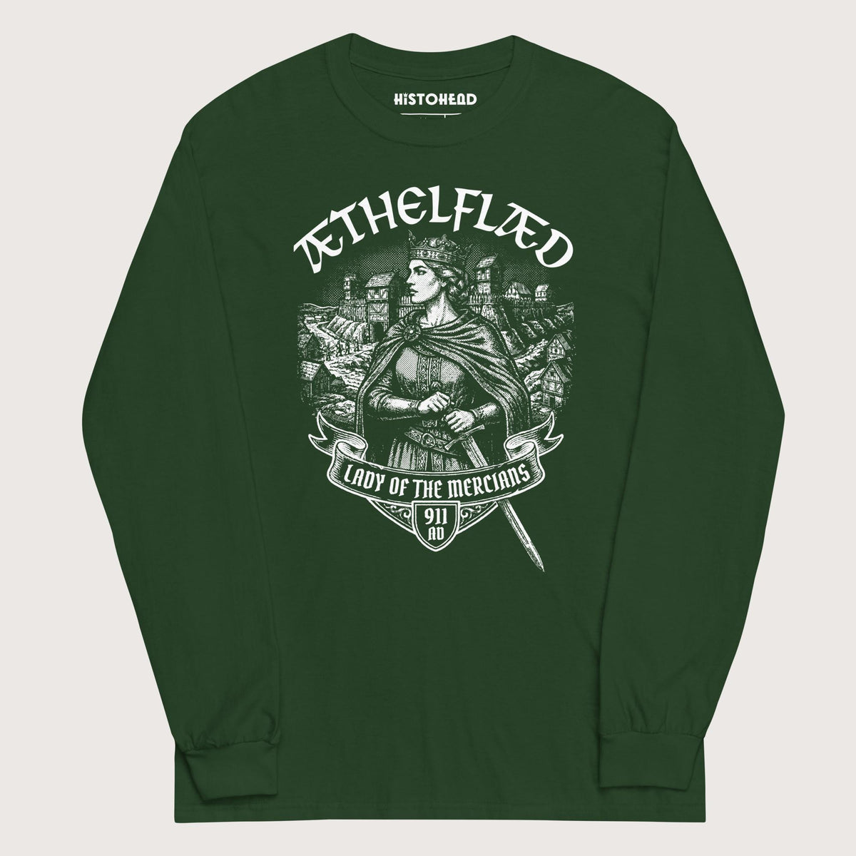 Forest Green Æthelflæd Lady of the Mercians - Long Sleeve - history buff gift by HistoHead